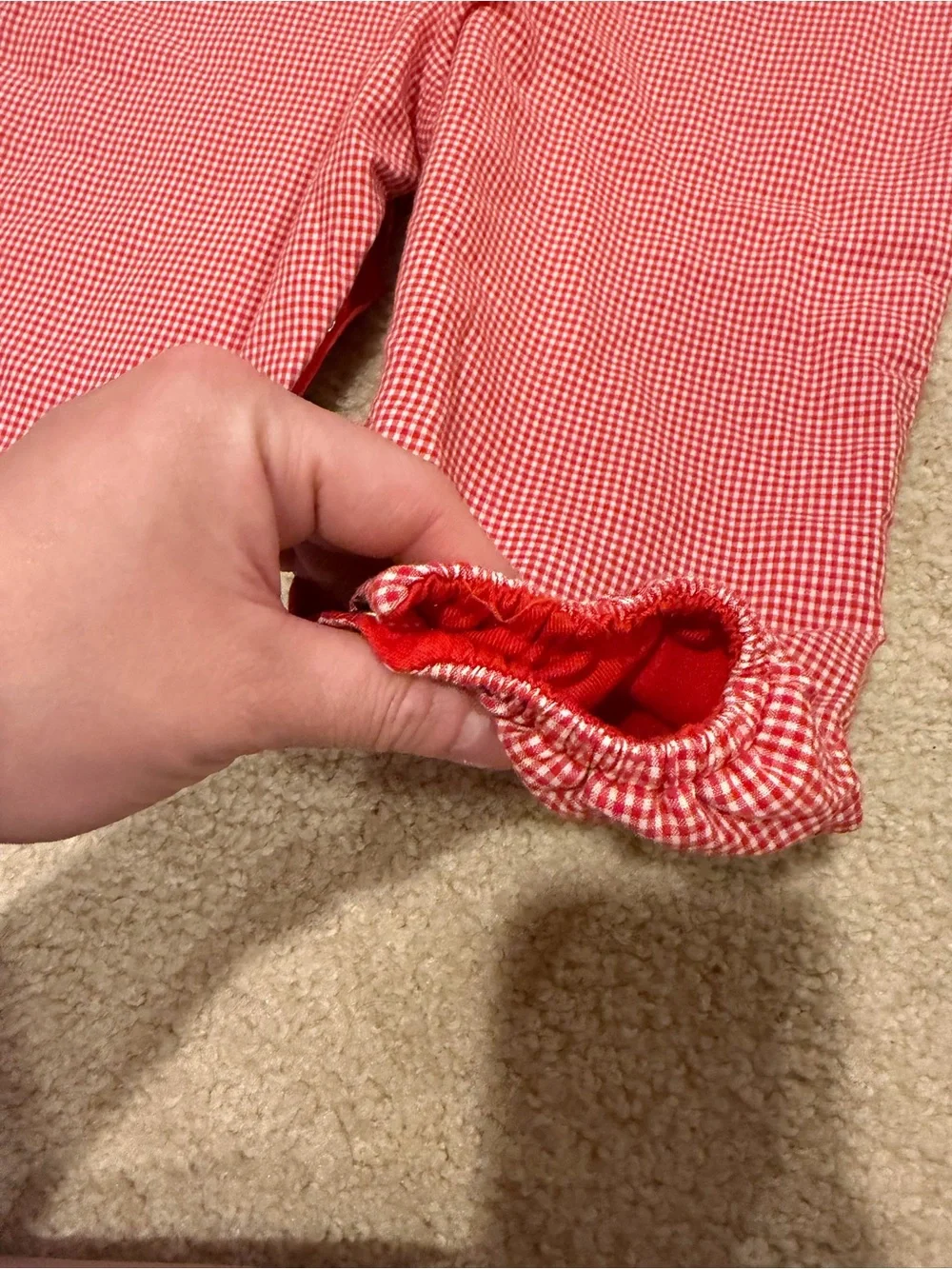 Red Gingham Kids One-Piece Bodysuit with Sports Applique